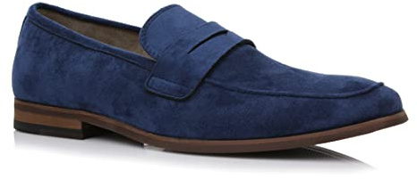 Ferro Aldo Dylan Men's Classic Penny Loafer | Slip-on Dress Shoe in Vegan Suede for Business, Formal & Casual | MFA19671 | in Royal Blue Suede, Size 11