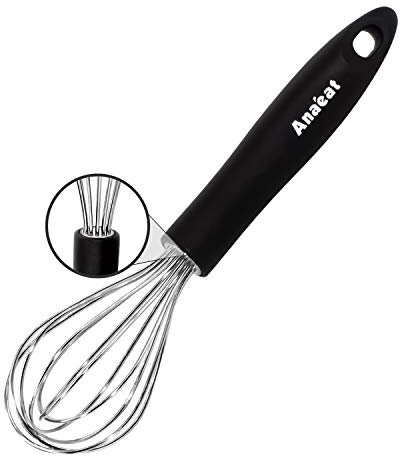 Anaeat 23cm Stainless Steel Whisk - Small Balloon Whisk, Thick Stainless Steel Wire & Strong Handles, Kitchen Egg Beater Blender for Cooking, Blending, Whisking, Beating and Stirring