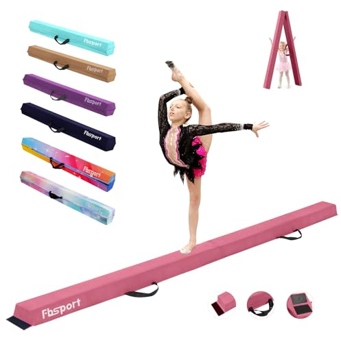 FBSPORT 300 CM Trave di Equilibrio Pieghevole, Trave di Equilibrio per Ginnastica, Trave di Pavimento per Palestra, Trave di Equilibrio a Strati Floccanti, Attrezzature per Il Fitness per Bambini