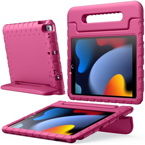 JETech Barnfodral för iPad 9/8/7, Air 3, Pro 10,5, Plommon | För iPad 10,2 (2021/2020/2019), Air 3 (2019) & Pro 10,5 (2017), med Handtagsstativ, Stötskyddad, Barnvänligt Skydd
