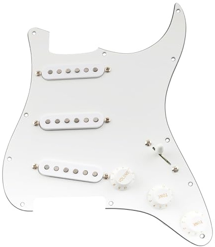 Musiclily Pro Pre-wired SSS Pickguard Artec Alnico 5 Pickups 3Ply White