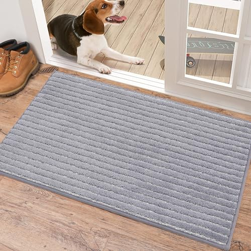 COSY HOMEER 50 x 80 cm Tapis Entree Interieur Antidérapant et Absorbant – Lavable en Machine, Anti-Saleté, Idéal pour Porte Arrière, Entrée, Couloir, Cuisine, Tapis d'Entrée Intérieur Gris