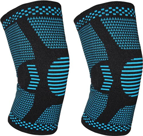 VIP Knee Pads Knee Support for Women/Men, 2 Pack Knee Brace Compression Sleeve Support Arthritis, Joint Pain Ligament Injury Meniscus Tear ACL Volleyball Sports, Black/Blue, Small