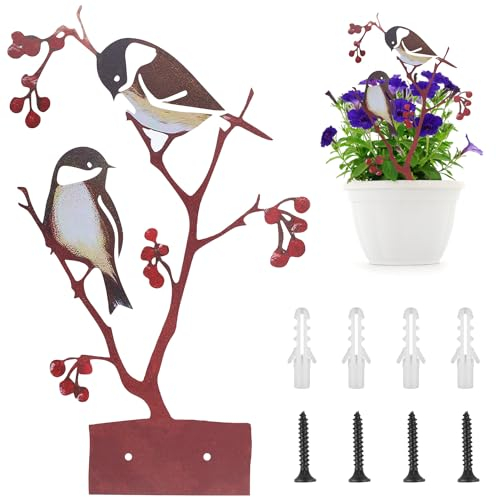 Ezydka Rost Deko für Garten Metall Bemalte Vogel Stecker