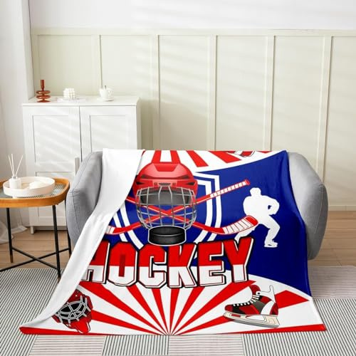 Buohwiwe Puck Blanket Hockey Throw Blanket Fluffy Fleece Blanket Sports 3D Printing Warm Flannel Blankets 130x150 cm Super Soft Cozy for Travel Couch Sofa Bed m8997