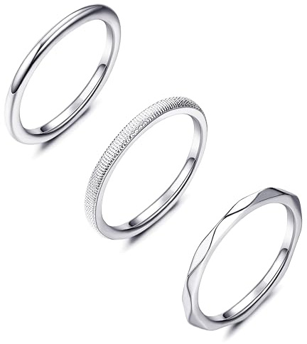 MILACOLATO 3 Pcs Anillos de Oro/Plata para Mujeres y Niñas Anillos Minimalistas Chapados en Oro y Plata de 18K Delicados y Apilables para Nudillos Dedos y Pulgares