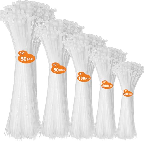 600 Stück Kabelbinder Schwarz 100/150/200/250/300 mm UV-beständig Zugfestigkeit bis 22 kg Kabelbinder selbstsichernd für Kabelmanagement Gartenarbeit Haushalt Werkstatt