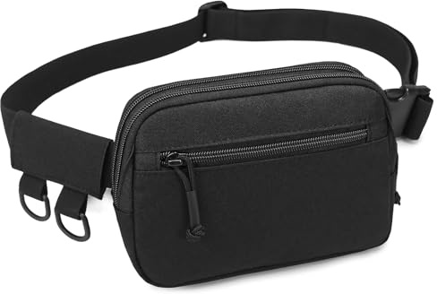 Huntvp Bumbag Fanny Pack Small Waist Belt Bag for Ladies and Men, Bum Bags Anti Theft Lightweight Waist Pack Bum Bags for Travel, Walking, Work, Running, Hiking, Cycling (Black)