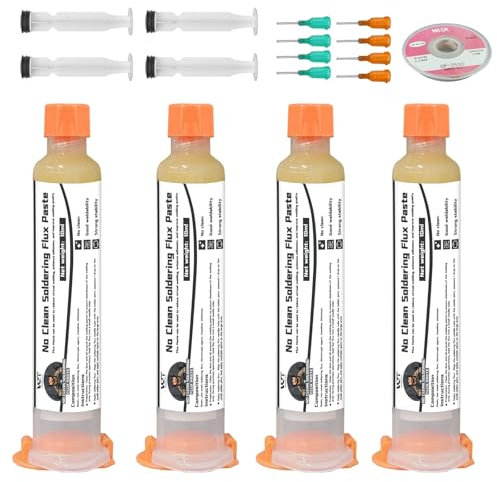 INNOVAYOU Soldering Flux 10 * 4ml, No-Clean Flux Soldering Paste with Desoldering Wick, Suitable for Electronic Welding, Soldering, Suitable for Circuit Boards and Copper Wires