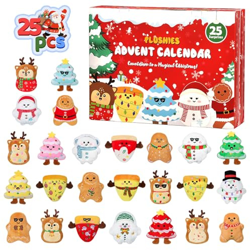 Emotional Plush Advent Calendar 2025 for Kids or Teens, with 25 PCS Mini Collectible Plushies, Stocking Stuffers, Unique Christmas Gift for for Kids, Teens & Adults, Cute Plush Pals for Christmas Countdown