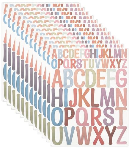 520 Pezzi Adesivi Lettere in Vinile – 10 Fogli Lettere Autoadesive Colorate e Impermeabili per Scrittura su Scrapbooking Cassette Postali Poster & DIY