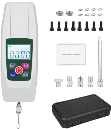 Medidor de fuerza digital, KF-500 Dinamómetro con pantalla digital Medidor de fuerza de tracción de alta precisión Medidor de tensión Rango de medición 500N 50 kg 110 lb 1800 oz(KF-500)
