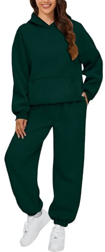 Generico Tuta Donna Completa Invernale Sportiva 2 Pezzi Tute Casa Cotone Completo Palestra Felpata Tuta Ginnastica in Pile Vello Foderato Felpa Cappuccio e Pantaloni