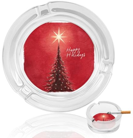 Cenicero de cristal brillante con estrella para árbol de Navidad para cigarrillos, ceniceros decorativos portátiles para decoración del hogar y la oficina