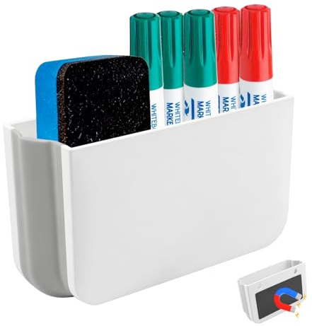 MISIQIMA Magnétique Pliable Porte-Stylo, Un Porte-Stylo Magnétique Multifonctionnel avec 3 Modes D'utilisation, Adapté aux Salles de Classe, Bureaux, Réfrigérateurs, Casiers (Blanc)