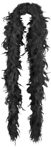 Boa de Plumas Negras, Plumas Artificiales Esponjosa, Accesorios de Danza para Carnaval Halloween Fiestas Cosplay Boda, 2m, 40g