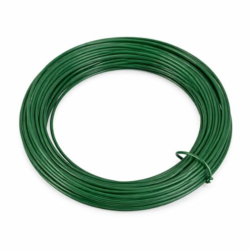 Garden Wire Twist Tie For Garden Heavy Duty Plant Support Wire Green Plastic Coated Wire 20m X 2mm For Climbing Plants Multipurpose Flexible Garden Ties Fencing Home Craft Project DIY Gardening Supply