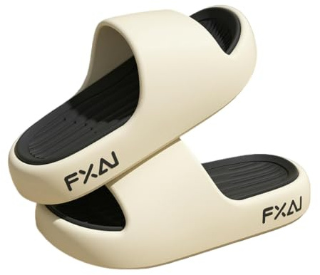 Gyios Ciabatte Estive Sandali da Doccia Pantofole Infradito Tinta Unita Suole Antiscivolo Extra Spesse Bagno per Il Tempo Libero Spiaggia-Beige Nero-44-45