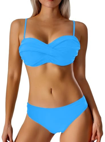 Bikini Costume de Danse à Franges et Bretelles, Costume de Performance d'équipe, Ensemble de Soutien-Gorge Bikini à Franges en Tissu (Sky Blue, XXL)