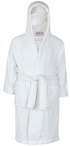 A2Z 4 Kids Girls Boys Terry Towel Beach Bathing Hooded - Towel Bathrobe White_5-6