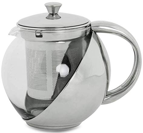Tetera Multiuso de Cristal Transparente y Acero Inoxidable para Té, Infusiones o Café con Filtro (500ML)