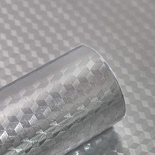 Gwolf Autoadesivi di Alluminio della Cucina, Foglio di Alluminio Carta, Autoadesivo Impermeabile della Stagnola, Fodera di Scaffale Metallica, 40x300CM