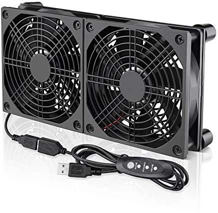 GDSTIME 2 x 120mm USB Lüfter Doppelt 120mm USB PC Lüfter USB Ventilator 120mm mit 3 Einstellbare Geschwindigkeiten für Router PS4 XBox TV Box DVR Verstärker