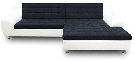 DOMO. collection Morton Canapé d'angle Convertible en Forme de L en Cuir avec Rembourrage élégant en Microfibre, canapé Convertible, 304 x 200 x 84 cm (l x p x h), Noir/Blanc