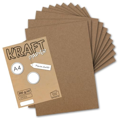 25 x Vintage Kraftpapier – DIN A4 21 x 29,7 cm – 210 x 297 mm – 250 g/m² Natur-braunes återvinningspapper, 100 % ökologisch Bastel-Karton Einzel-Karte I UmWelt av Gustav NEUSER