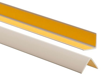 ProfiPVC Cornière PVC 25x25mm, 200cm - Baguette d’angle de protection, profilé d'angle caoutchouc autoadhésif - Protection d'angles et rebords, flexible, facile à installer, Beige