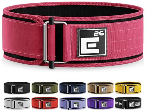 Självlåsande tyngdlyftningsbälte, premium tyngdlyftningsbälte för seriös funktionell fitness, tyngdlyftning och olympiska lyftidrottare, träningsbälte (liten, Miami rosa)