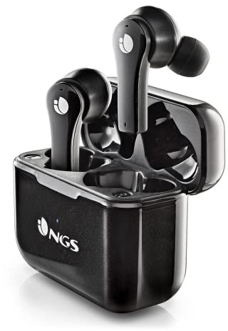 NGS ARTICA Bloom Black - Auriculares inalámbricos Compatible con tecnología Bluetooth y TWS, Base de Carga, 24h de autonomía, micrófono, Control táctil.
