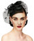 Losuya Fascinator mit Schleife, Federn, Schleier, Netz-Stirnband, Hut für Damen, Dekorationen, Schwarz , Medium