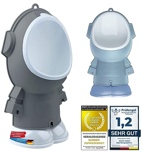 all Kids United® Kinder-Pissoir; Baby Übungs-Töpfchen; Urinal Toiletten-Trainer zum Üben - Höhenverstellbare Pinkel-Toilette für Jungs (Pissoir - Grau)