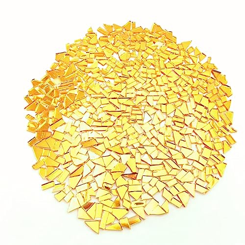 500g unregelmäßige Kristall-Mosaikfliesen,kleine Mosaikfliesen,handgefertigt,Kristallhandwerk für Bastelarbeiten,große DIY-Bilderrahmen,handgefertigter Schmuck-Untersetzer(Gold-Serie)