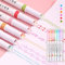 LAPLBEKE 6 Stück Curve Textmarker, Spitze Stifte mit Verschiedenen Formen, Feine Spitzen 6 Farben Highlighter für Scrapbook, Journaling, Notizen, Planer, Kalender, Büro (Süß)