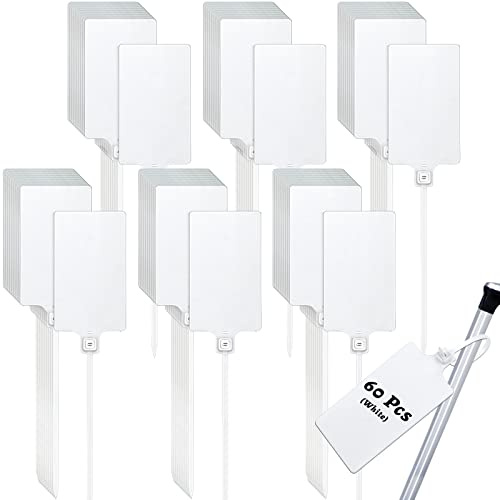 LeonBach 60 st fraktetiketter i plast, stora vattentäta fraktetiketter, stora självlåsande tätningsetiketter, hängtaggar för logistik, användning bagagemärkning, 5,8 cm x 25,8 cm (vit)