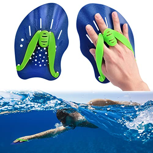 AMFUN Pagaia da Nuoto, Paddle da Nuoto con Cinghie Regolabili, Pagaia per Nuoto Mano, Accessori per l'allenamento della Forza, Attrezzi per Esercizi in Piscina Unisex per Adulti Bambini