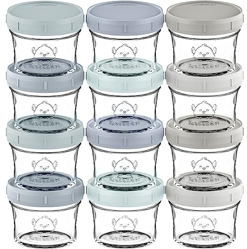 Lot de 12 boîtes de conservation pour nourriture pour bébé - Anti-fuite - Passe au micro-ondes - Récipient de rangement pour nourriture pour bébé - Bocaux à boules (Slate)
