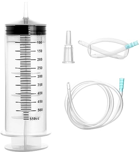 grande Siringa graduata 500ml Siringa di Plastica Grande Siringa Olio Siringa Aspira Liquidi con 100 cm tubo in PVC per Olio Laboratori Scientifici Irrigazione Giardino