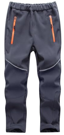 Toomett Pantalones cargo de nieve para niños y niñas, con forro polar suave, para senderismo, pesca, esquí, pantalones aislados, Gris, 9-10 años