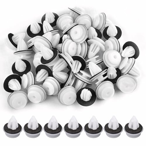 EIHI 50 Pièces Clips De Fixation Voiture,Clips Voiture, Universal Retenue Vehicle Clips Rivets en Plastique, Fixation De Carrosserie Garniture De Voiture pour Auto Voitures Panneaux De Portes(Blanc)