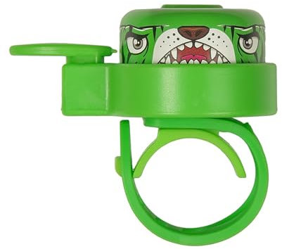 Crazy Safety Animal Tiger Fahrradklingel Kinder | Wetterfeste Fahrrad Klingel Laut für Radfahren und Laufrad | Leichte Handhabung | Rechts- oder Linkshänder | Fahrradglocke für Kinder (Grün)