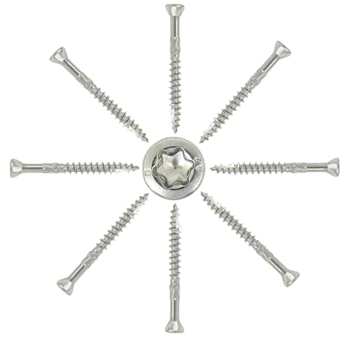 100 Stück Terrassenschrauben mit Schneidkerbe und Schälrippen 4,0 x 35 mm V2A mit ETA Zulassung - Dielenschrauben Holzschrauben Fräsrippen Cut-Spitze gleitbeschichtet Rostfrei TORX I DIOS24®