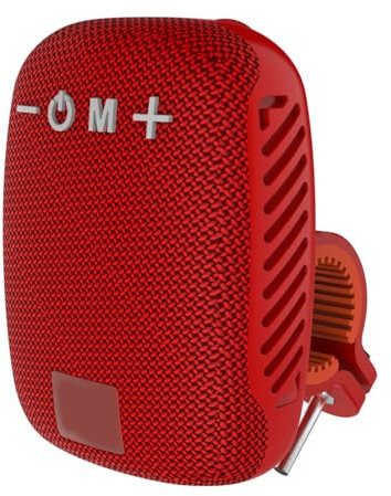 Portable Bluetooth Speaker for Bike, Waterproof Outdoor Speaker with Loud Sound, FM Radio, Wireless Speaker for Riding, Hiking, Camping (Red)
