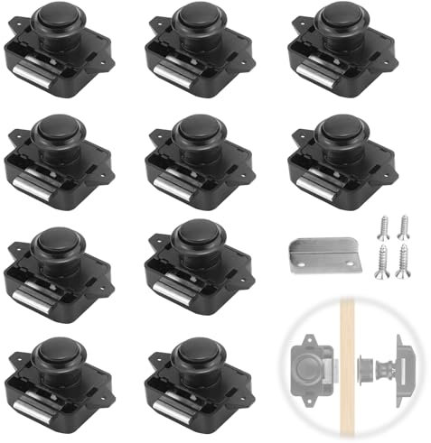 PRITOK - Cerradura para puerta de armario (10 unidades), color negro