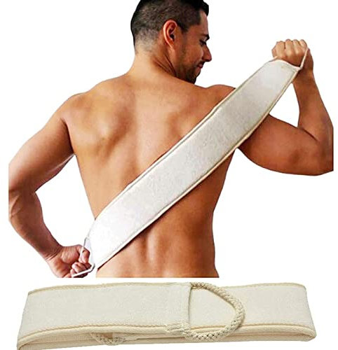 Adorling Luffa Schwamm Rückenscrubber für Bad und Dusche bei, Luffa Körperpad mit Rücken Gurt, Körper Peeling Schwamm Rückenschrubber Luffaschwämme
