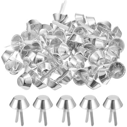 QUARKZMAN 50 stycken fickfötter stud spik, 15 mm fickkoniska dubbar platta metallspetsar nithuvuden Brads spetsar fickbottendubbar för handväska kläder gör-det-själv läderhantverk, silver