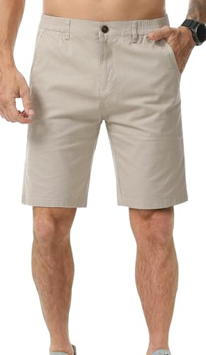 Zetieny Hombre Pantalones Cortos Chinos de Corte Clásico Pantalón Corto Talle Ajustado Algodón con 4 Bolsillos