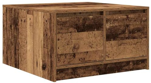 vidaXL mesa de Centro con cajones Madera Vieja 70,5x70x40 cm, Auxiliar para Salón y Sofá